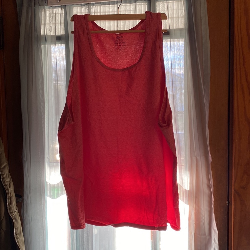 Red/white striped jersey style tank top Fruit of the Loom